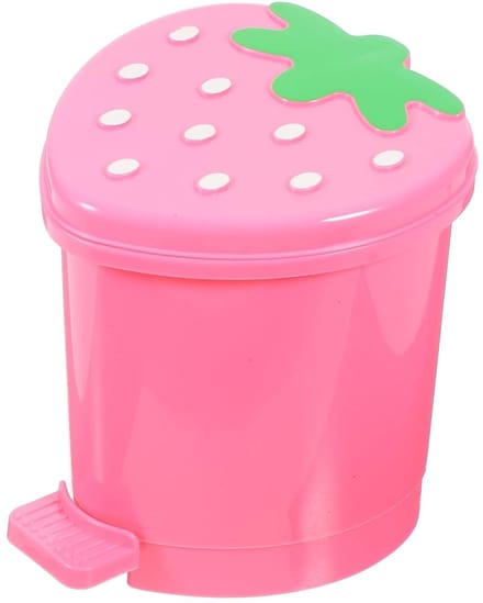 Mini Prullenbak - Desktop Afvalemmer - Bureau Opruimen - Schattig Aardbei Design - 10.5 cm - Roze