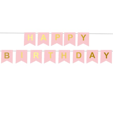 Happy Birthday Vlaggen (Roze)