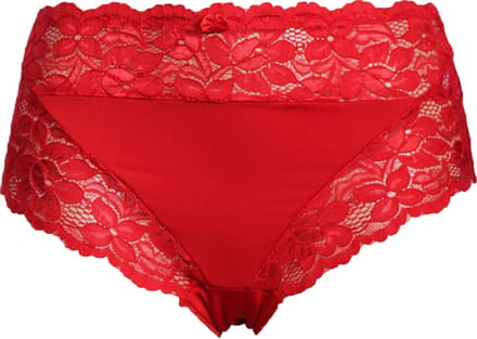 J&C dames tailleslip met kant - microfiber - Kanten vrouwen onderbroek - Elastisch - Rood / XXL