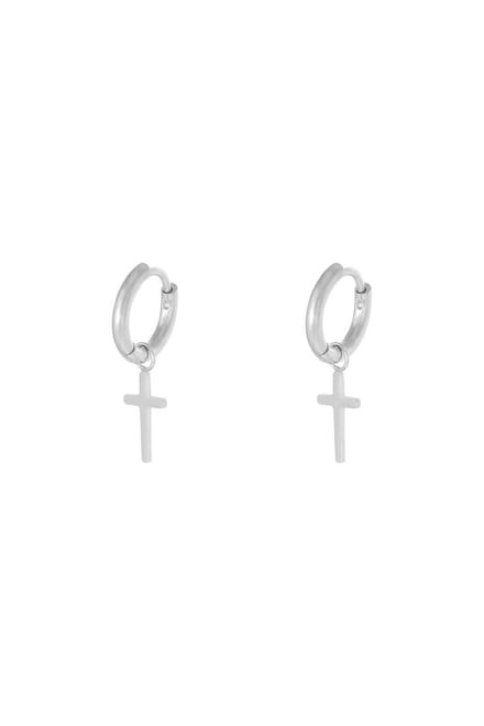 Bijoutheek Oorhangers Kruis Zilver