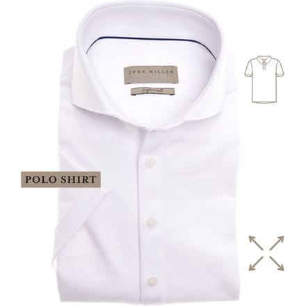 John Miller Polo Short Sleeve Slim Stretch Wit / male