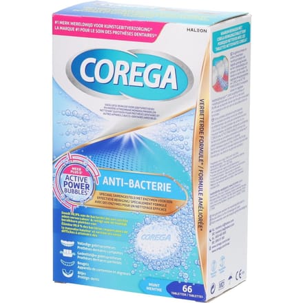 Corega Reinigingstabletten Anti-bacterie - 66 stuks