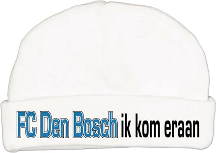 Babymutsje met de tekst: FC den Bosch ik kom eraan !