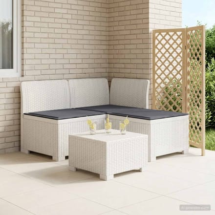 vidaXL - 3-Zits - Tu - bank - met - Kussens - Rattan - Look - 3-zits - PP - Wit