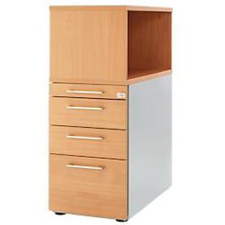Schäfer Shop  Genius Bijzetladeblok met open opzetkast, afsluitbaar, Handgreep 2, beuken