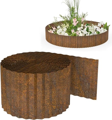 Gazonrand Metaal - Bloemperkrand Flexibel - Tuin Afscheiden - Eenvoudig Installeren - 30cm x 6m - Roestkleur