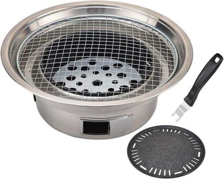 Draagbare Kool BBQ - Compacte Grill - Buiten Koken - Roestvrij Staal - 34.5cm - Zilver
