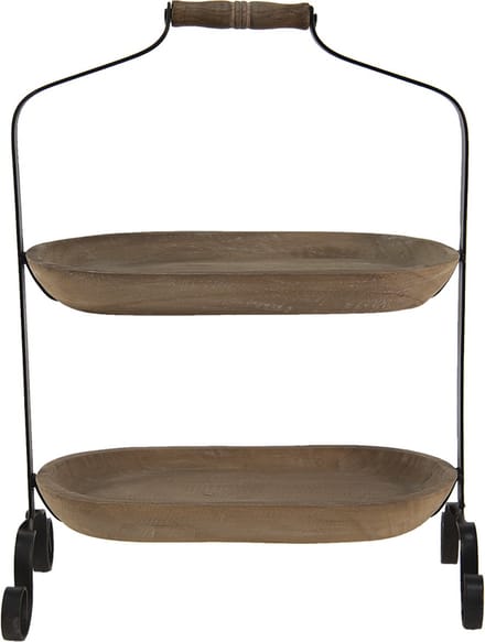 Clayre & Eef Etagère 2 laags 38x21x50 cm Bruin Hout Serveerschaal