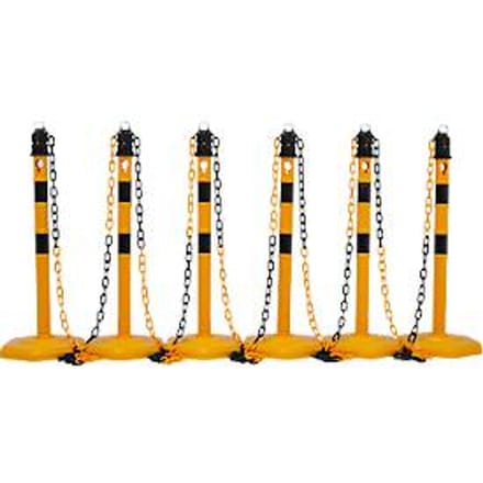 Kettingpalen - polypropyleen - 6 palen + 5 kettingen - geel/zwart - set