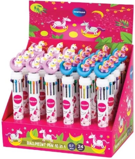 Centrum 24 balpennen 10 kleuren unicorn 80260.