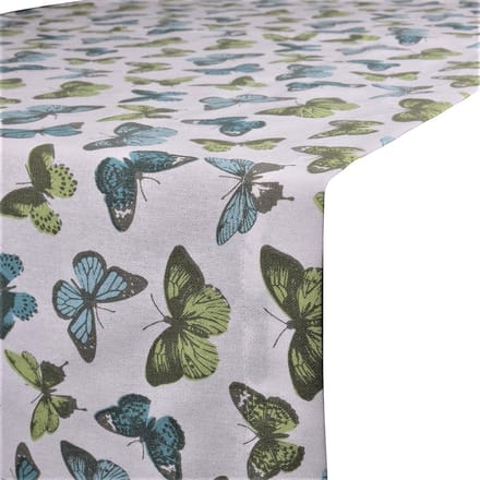Tablerunner Butterfly Aqua/Gre 50x140