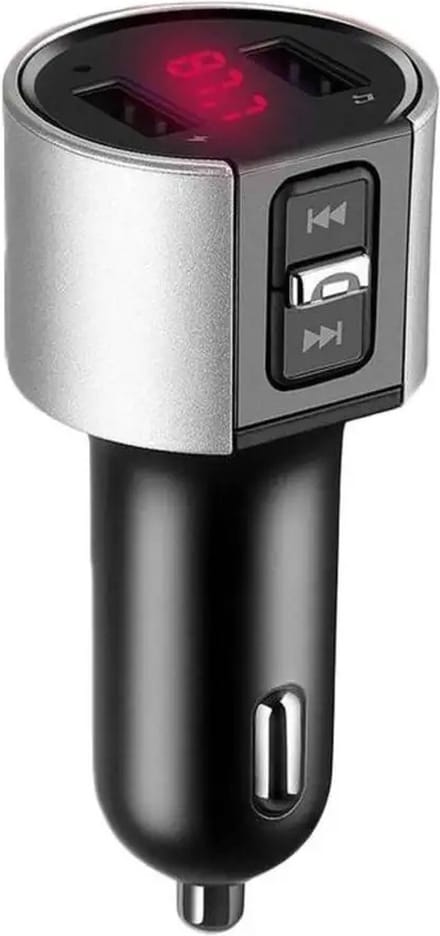 DrPhone BC27 – Draadloze FM Transmitter - Dual USB Snelle Autolader – Handsfree Bellen – 2 USB Poorten – Autolader - Zilver
