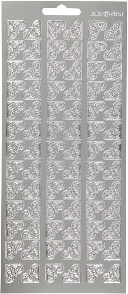 Stickers, hoeken, vel 10x23 cm, zilver, 1 vel