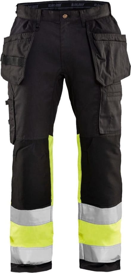 Blaklader High Vis werkbroek met stretch 1558-1811 - Zwart/High Vis Geel - C56