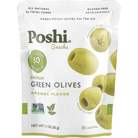 Poshi, Snack, Premium Groene Olijf, Origineel, 1,1 oz (30 gram) beige