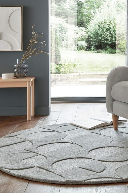 Flycarpets Gigi Rond Modern Wol - Geo Vloerkleed - Grijs - 160x160 cm