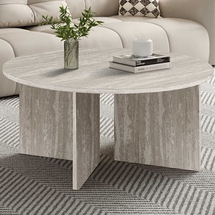 Salontafel Drasir - Ø90x42cm - Grijs Travertin