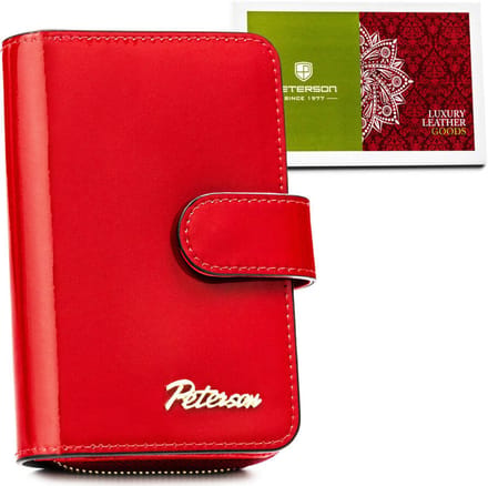 Peterson - Damesportefeuille - Rood - Echt Leer - Compact - Anti-diefstal