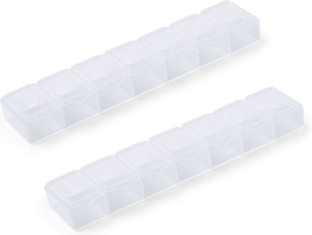 2x Medicijnen doos/pillendoos 7 daags transparant 15 cm - Drogisterij/persoonlijke verzorging accessoires