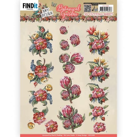 3D Cutting Sheets - Amy Design - Botanical Garden - Red Protea 1 stuks