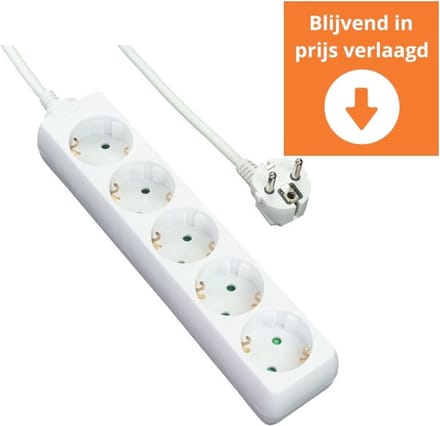 STEKKERDOOS 5V 3,0M 3X1Q WIT