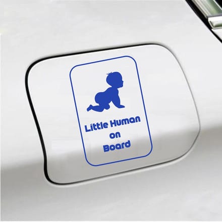 Bumpersticker - Little Human On Board - 15 X 10 - Blauw