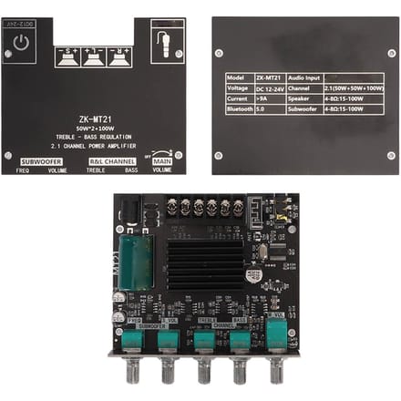 ZK MT21 Bluetooth Eindversterkerbord 2.1 Kanaal DC 12V‑24V Geluidsvermogen Versterkermodule voor