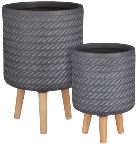 Mica Decoration Corda Plantenbak - H46 x Ø30 cm - Magnesium - Grijs - Set van 2