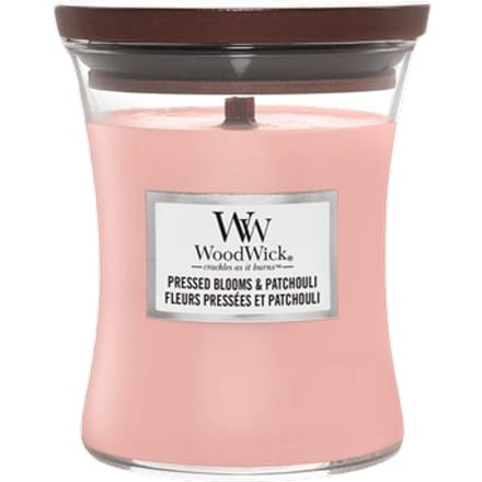 WoodWick Hourglass Medium Geurkaars - Pressed Blooms & Patchouli - 60 branduren