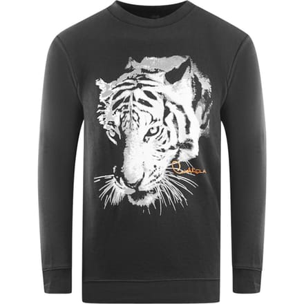 Cavalli Class Tiger Silhouette Logo Zwarte Sweater