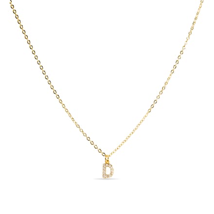 Luxenter ketting met schitterende zirkonia 18k gouden afwerking - Alfabet D beige