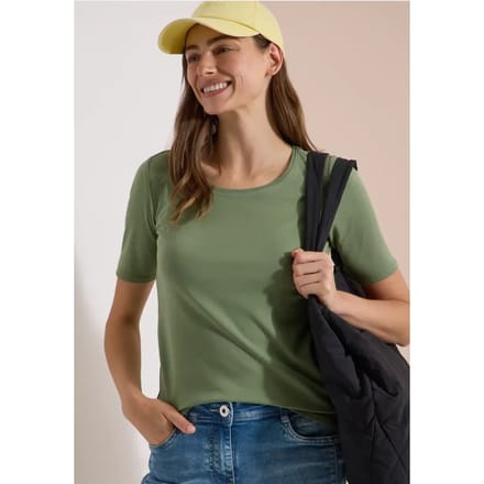 Basic Shirt met ronde hals in effen kleur