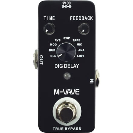 M-VAVE DIG DELAY Digitaal delay gitaareffectpedaal met 9 delay-effecten True Bypass, volledig metalen omhulsel zwart