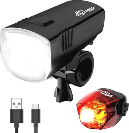 USB-oplaadbare Fietslamp met StVZO-keuring - 70 Lux, Regenbestendig met Achterlicht