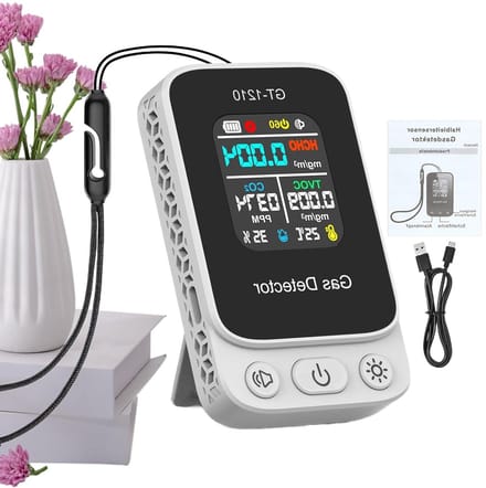 Luchtkwaliteitsmeter - CO2 Detector - Binnenklimaat Monitoren - Temperatuur Luchtvochtigheid - 8.5x5x2 cm - Wit