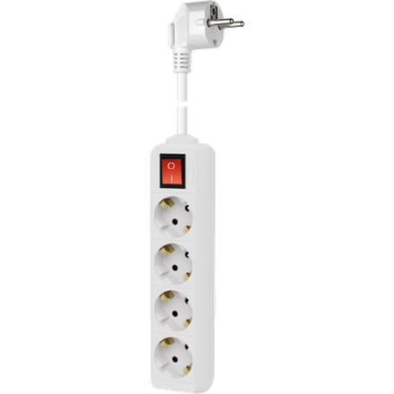 Stekkerdoos met 4 contacten en schakelaar / wit - 1,5 meter