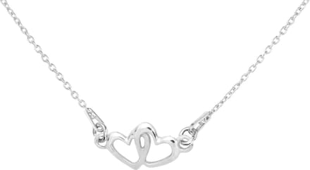 ARLIZI 1324 Ketting Dubbel Hartjes Hanger - Dames - 925 Zilver - 46 cm