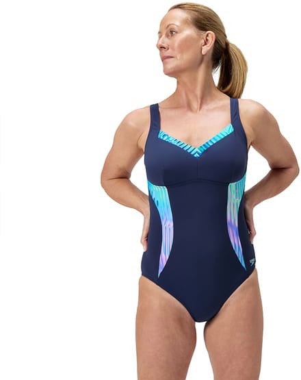 Speedo Shaping Printed Lunaelustre Zwemkleding Blauw UK 36 Vrouw
