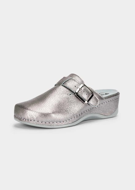 Clogs van echt leer - taupe / metallic - Gr. 40 van Goldner Fashion