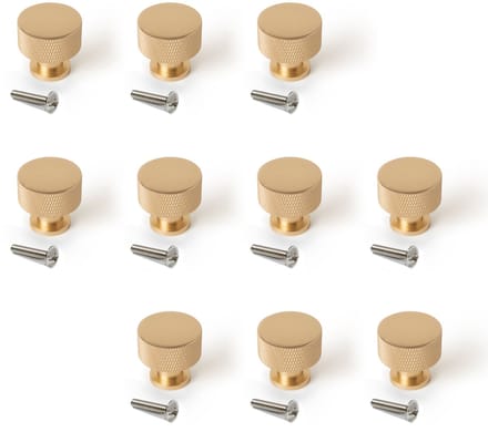 Emuca Lot van 10 meubelknoppen Argos, diameter 30mm, Aluminium, Goud