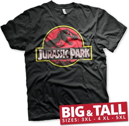 Jurassic Park T-shirt met verweerd logo, Big & Tall, zwart