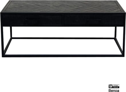 Salontafel Jax visgraat mangohout 120x60 cm - Zwart
