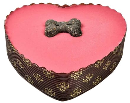 Hondenfeesttaart 10cm The Barking Bakery - Roze Hart met Yoghurt Topping - Inclusief Kaars