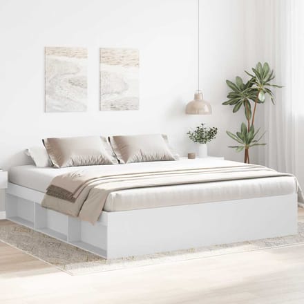 vidaXL - Bedframe - wit - 180x200 - cm - Super - King - Size