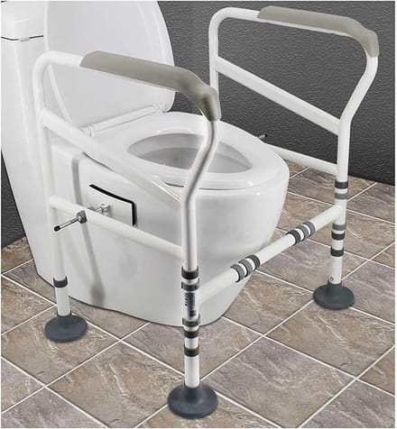 Veiligheidsbeugel Badkamer - Toiletsteun Antislip - Extra Steun - Roestvrijstalen Steun - 43 cm - Wit