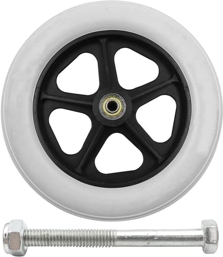 Rolstoel Voorwiel - Spinner Wiel - Soepele Beweging - Antislip Rubber - 8 Inch Diameter - Grijs