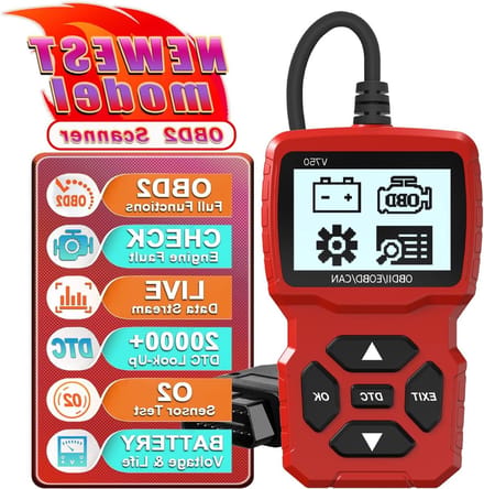 Auto OBD2-diagnoseapparaat OBD2-scanner, OBD2 EOBD motorfoutcodelezer, scanner met DTC-definitie, spanningsdetectie en bewaking in de auto, OBDII-protocol in de autoscanner (Stralend)