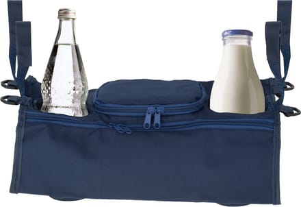 Ariko Kinderwagen organizer - buggy organizer - voor drinkfles - 4 zakken - ritssluiting - blauw