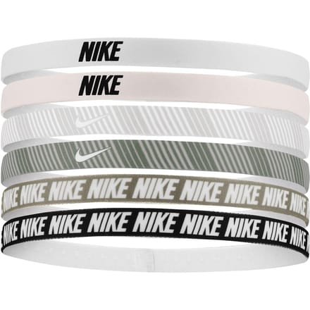 Nike Classieke Gedrukte Flexibele Haarband (Verpakking van 6) (Wit/Roze)