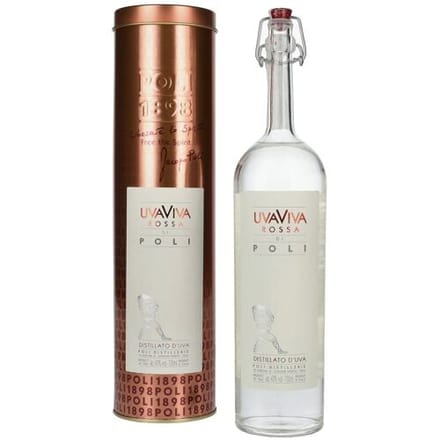 Poli Grappa &amp; Gedistilleerd Poli UVAVIVA Rossa 40% Vol. 0,7l in Tinbox
